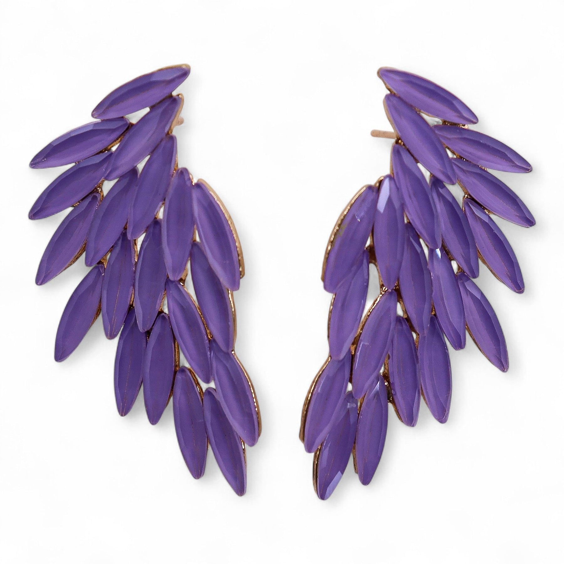 Lavender vintage glass angel wing earrings