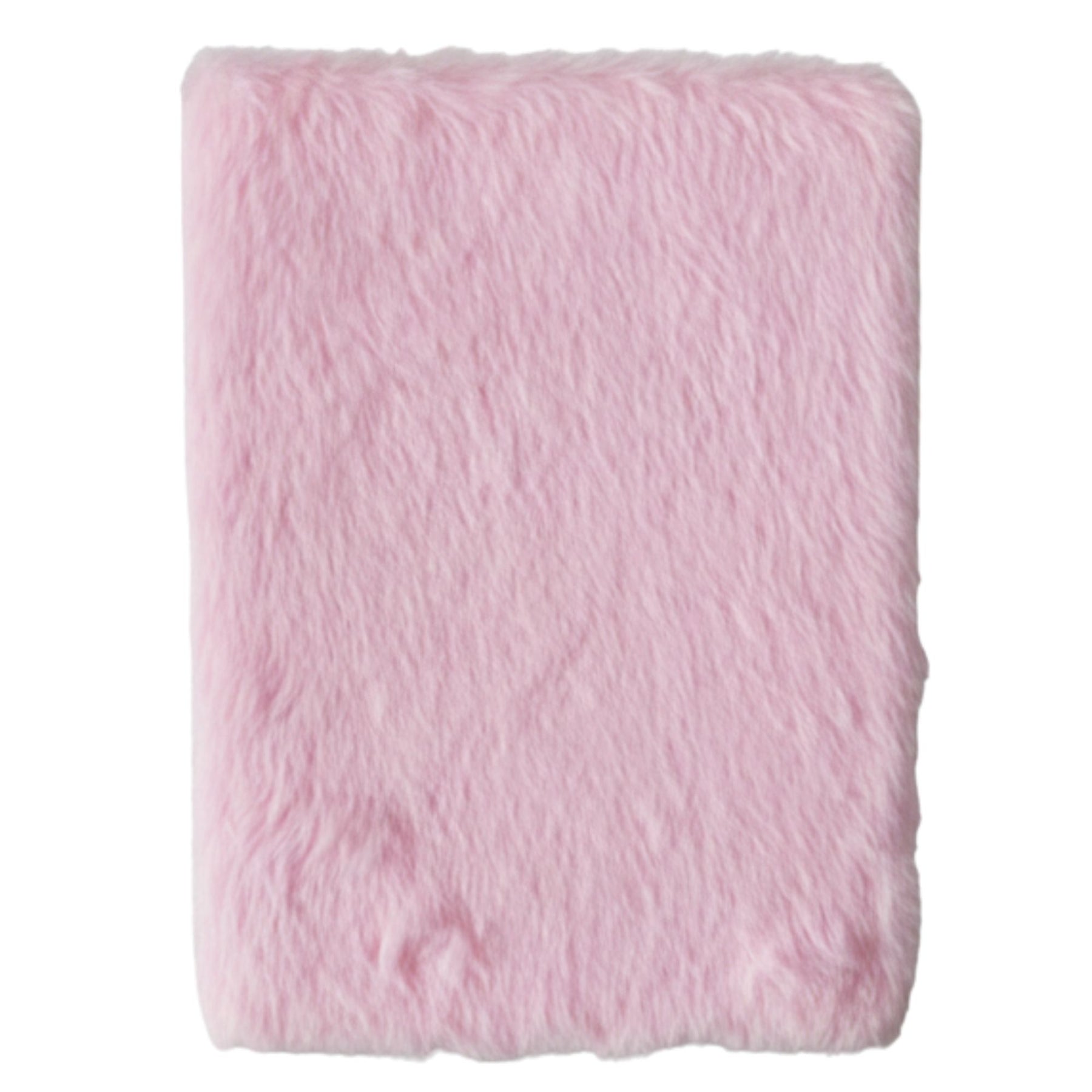 Fluffy pastel pink plush journal with silver “before I forget…” embroidery