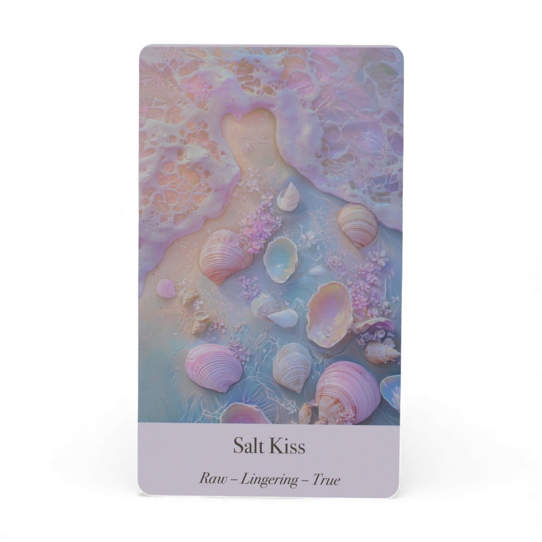 Ethereal Waters Oracle Deck fanned out showing soft pastel siren, moonlit ocean & wave illustrations, guidebook and box