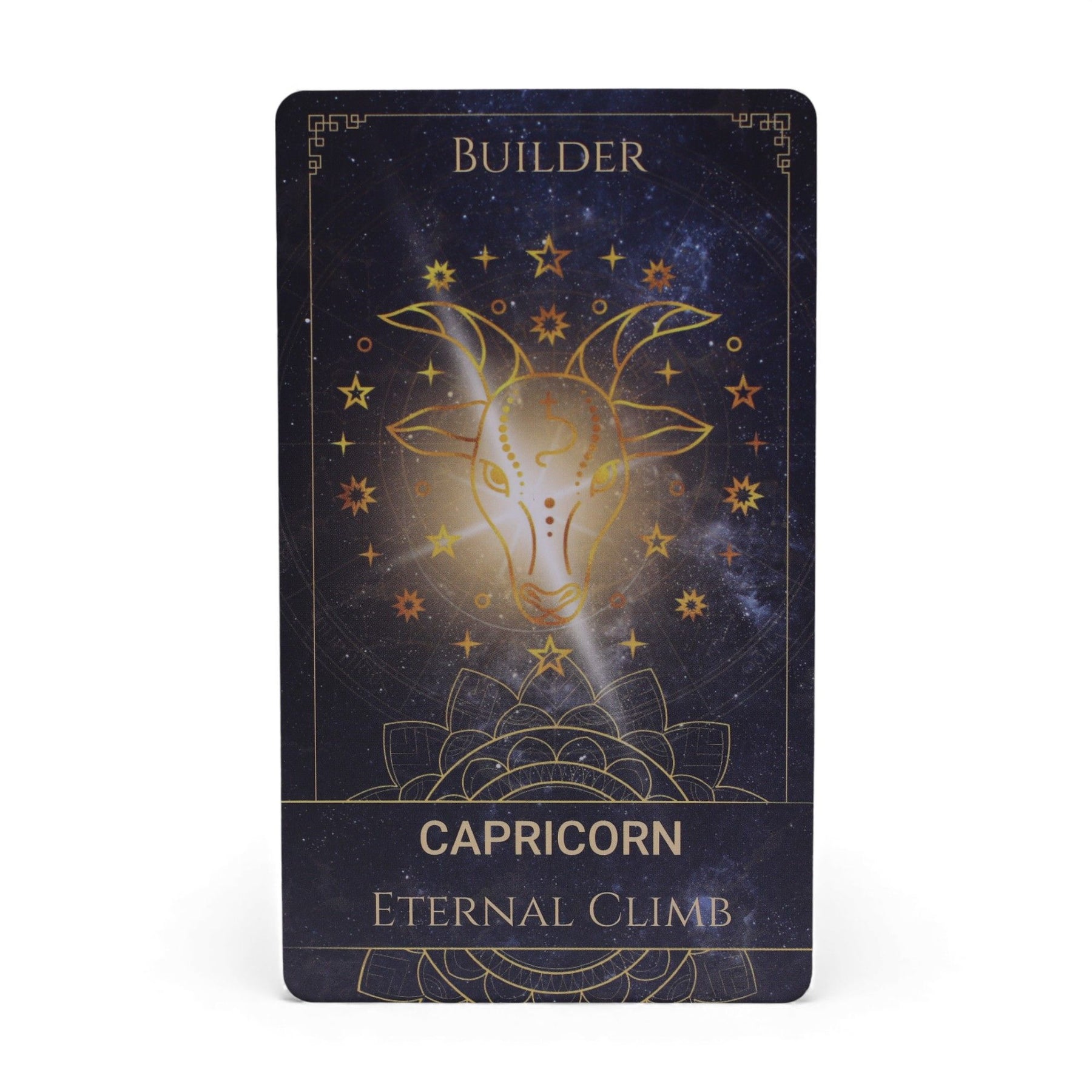 Card featuring Capricorn zodiac sign with celestial design