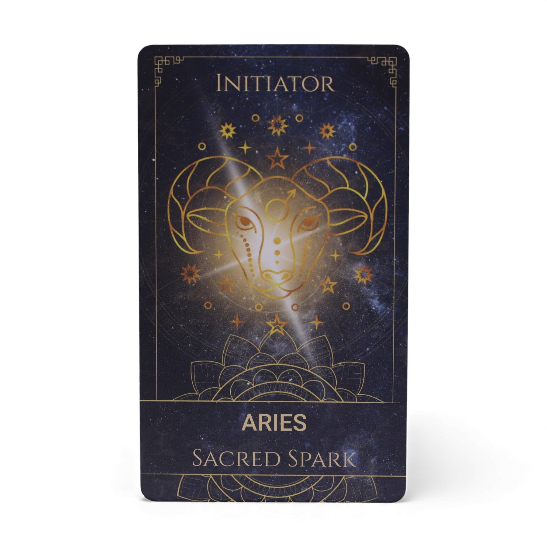 Aries zodiac card with ram symbol