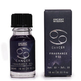 Bottle and box of Cancer Fragrance Oil by Ancient Wisdom on a white background
