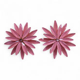 Pair of pink flower-shaped earrings on a white background