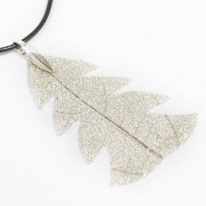 Festive Fir Real Leaf Necklace – Silver Electroplated Nature Pendant