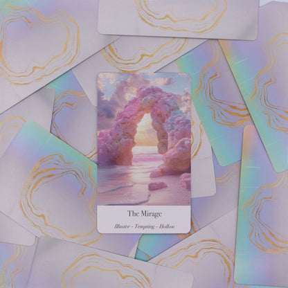 Card titled 'The Mirage' surrounded by other cards with a similar design