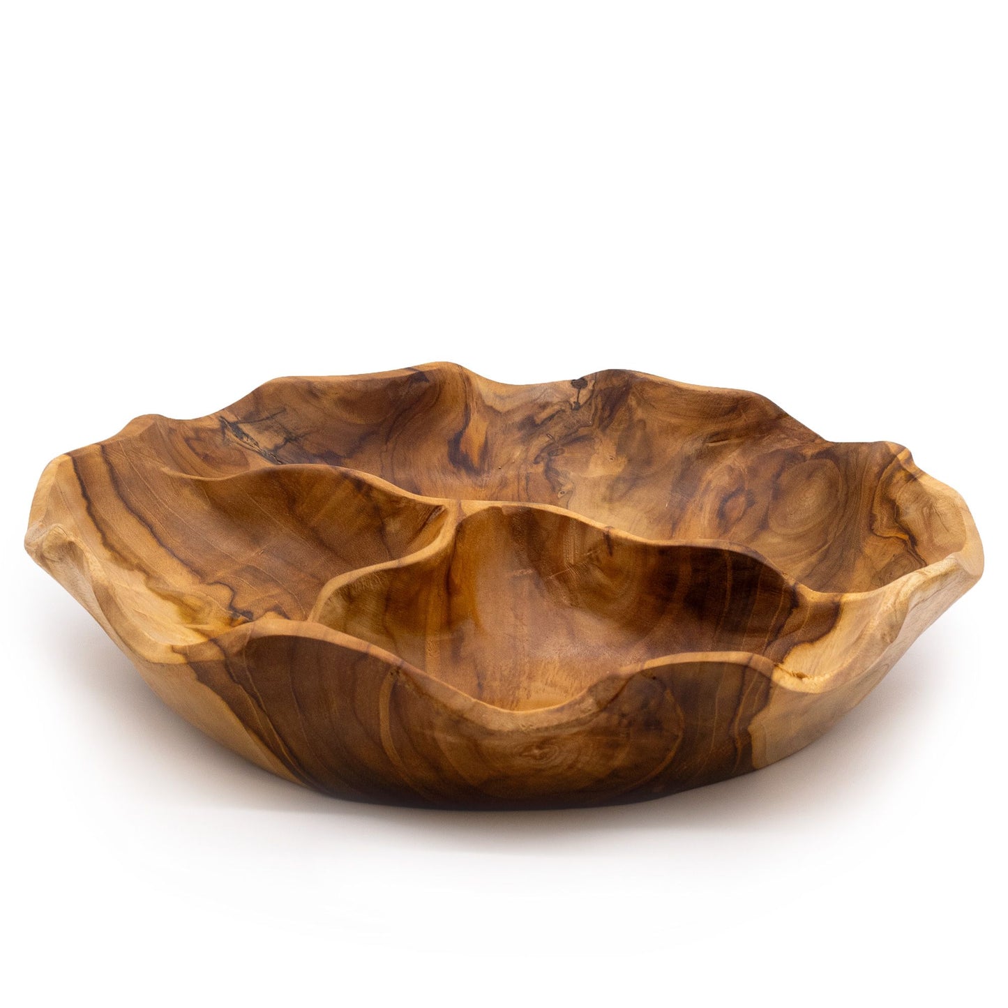 Wooden bowl with natural grain and texture