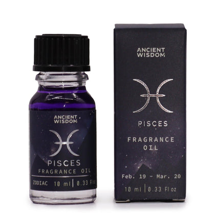 Pisces fragrance oil bottle and packaging on a white background