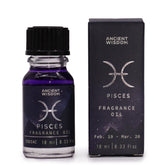 Pisces fragrance oil bottle and packaging on a white background