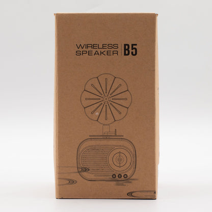 Speaker connected via Bluetooth to phone, music streaming with classic horn amplifying nostalgic sound
