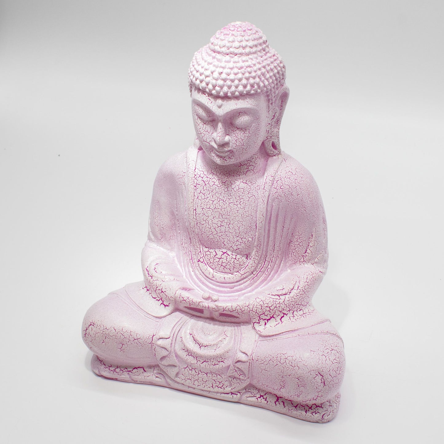 Meditation Buddha Lamp with crackle textured surface on modern oval stand