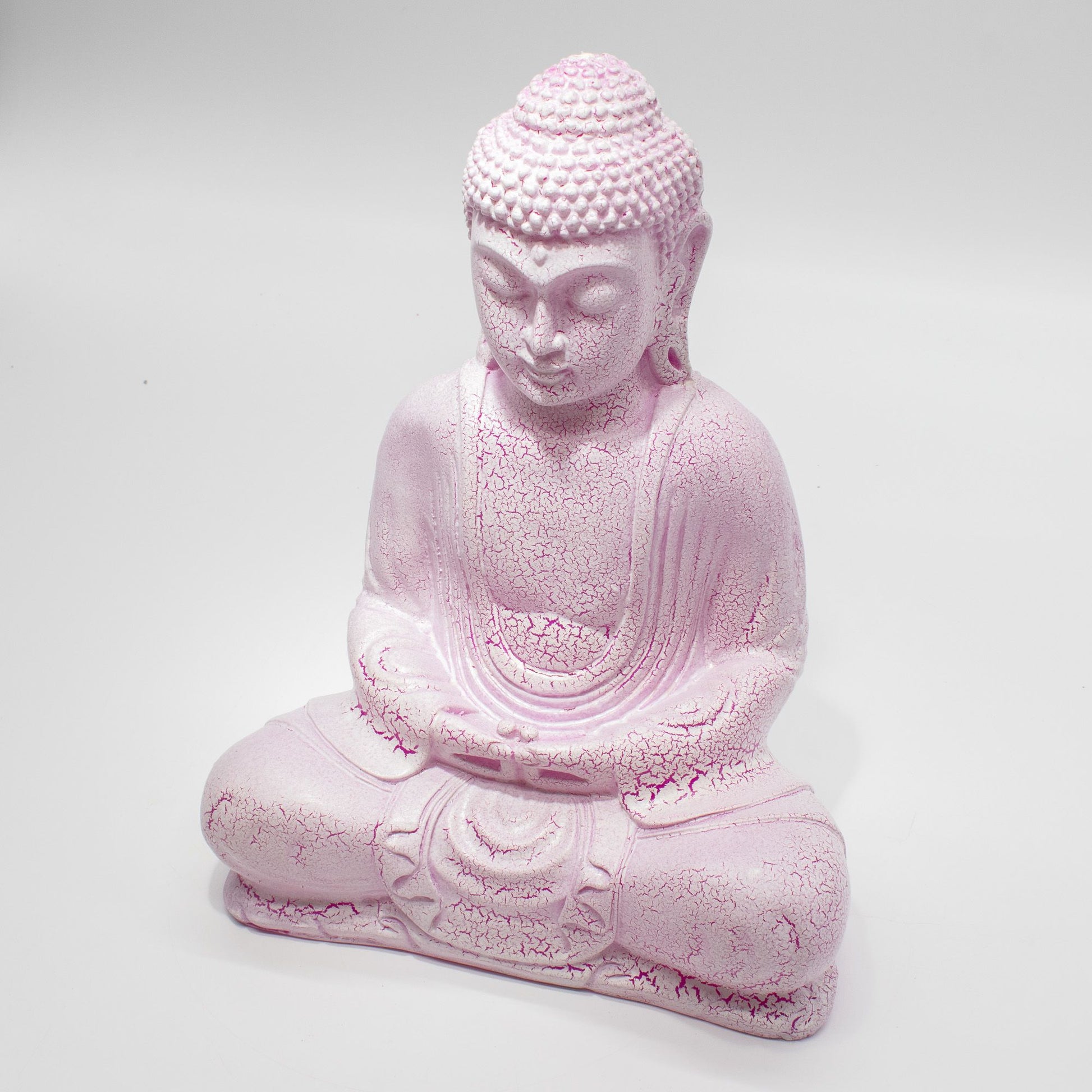 Meditation Buddha Lamp with crackle textured surface on modern oval stand
