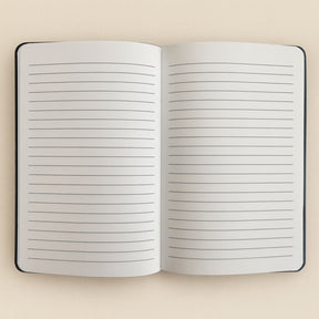 Plush black velvet notebook with shimmering silver “Carpe Diem” script