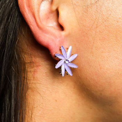 Vintage Glass Flowers Earrings – Stainless Steel