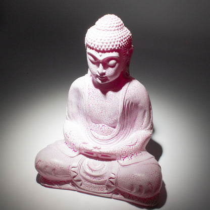 Meditation Buddha Lamp with crackle textured surface on modern oval stand