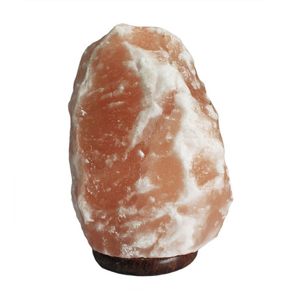 Extra-large 8–10kg natural pink Himalayan salt lamp glowing richly on wooden base