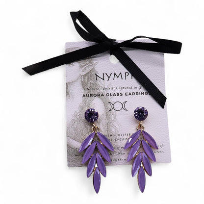 Vintage Glass Long Drop Earrings - Nymph Aurora Collection