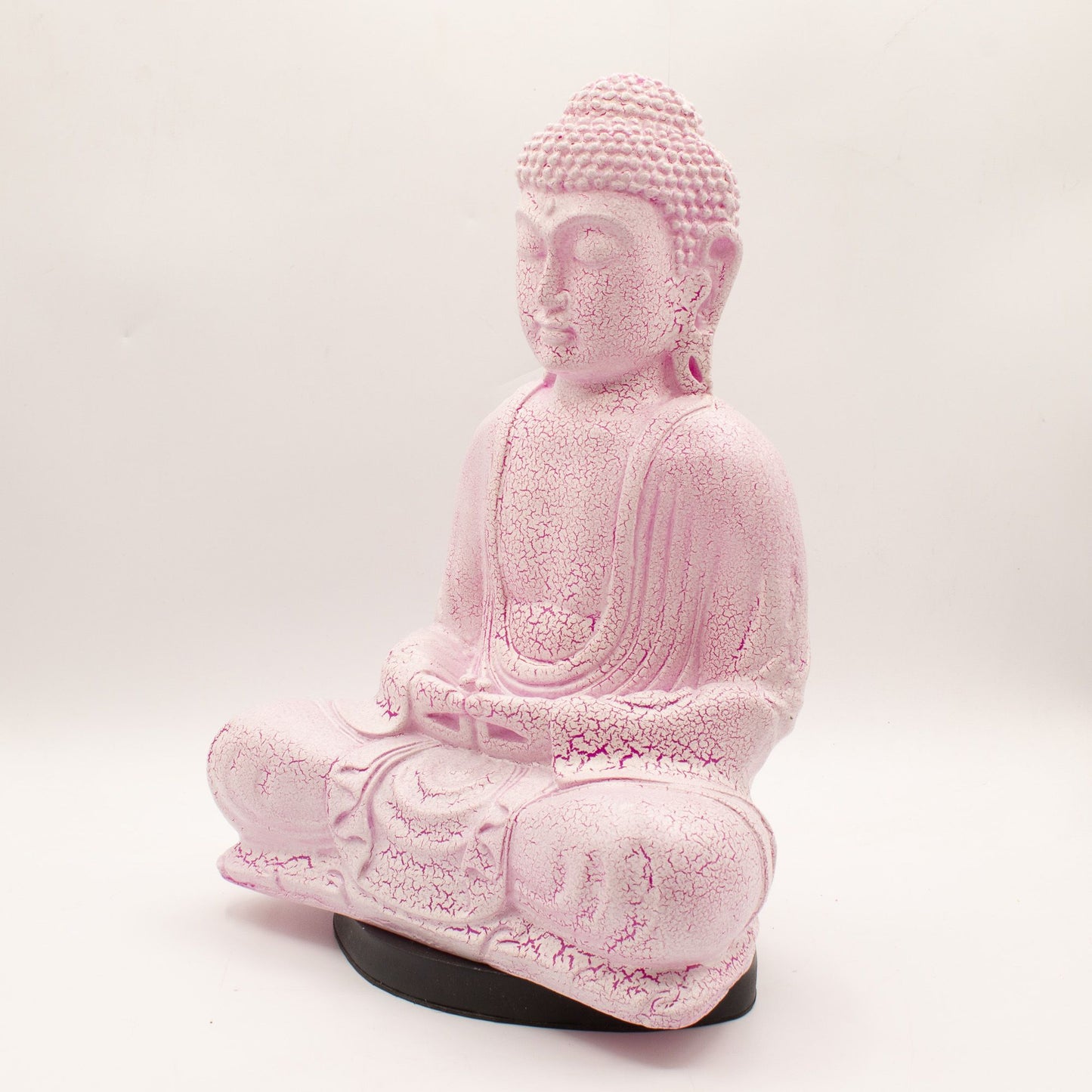 Meditation Buddha Lamp with crackle textured surface on modern oval stand