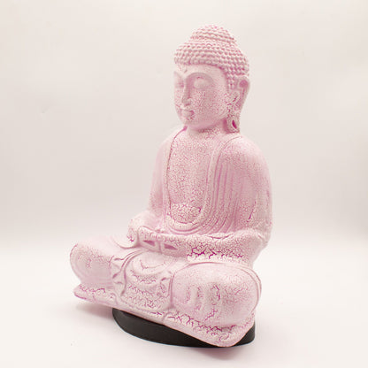 Meditation Buddha Lamp with crackle textured surface on modern oval stand