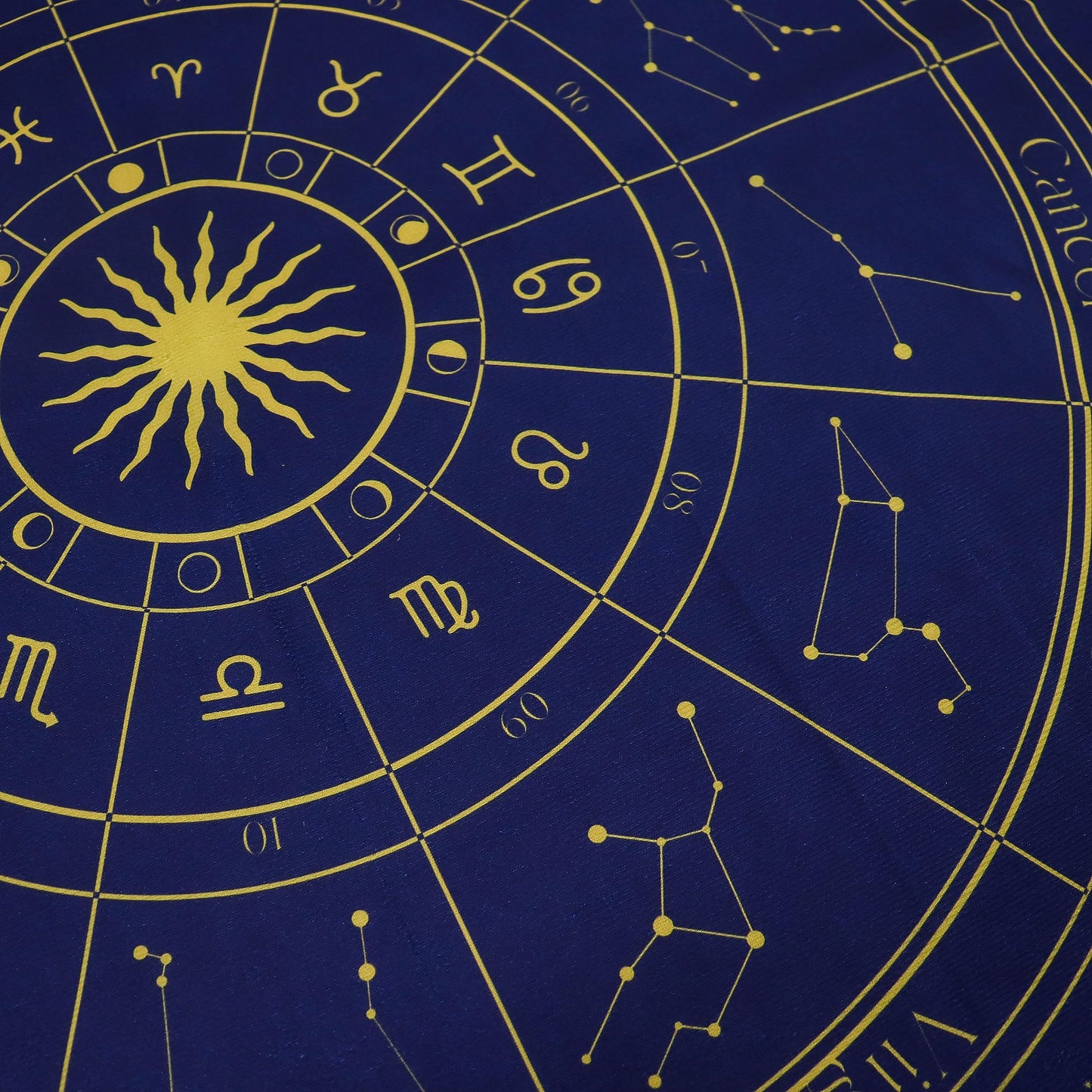 75×75cm zodiac tarot cloth spread out with full celestial wheel design