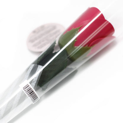 Ready to Retail Rose Soap Flower with realistic pink/red rose petals, elegantly wrapped in gift packaging