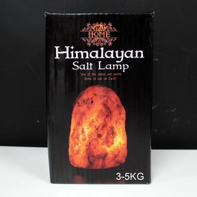 Large 3–5kg natural pink Himalayan salt lamp glowing richly on wooden base