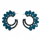 Teal green vintage glass circle loop earrings