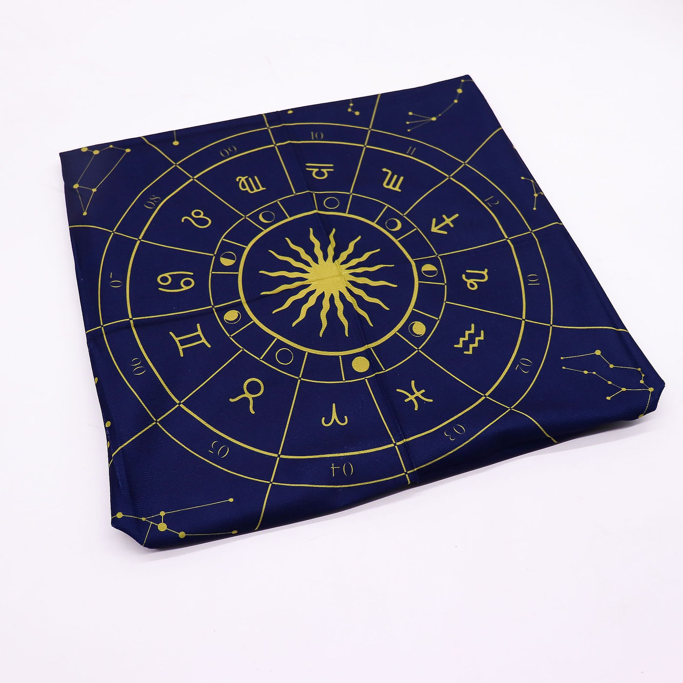 75×75cm zodiac tarot cloth spread out with full celestial wheel design