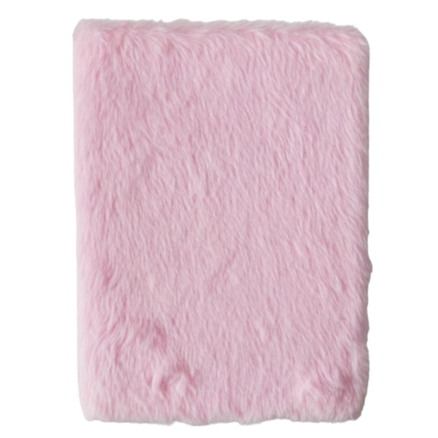 Fluffy pastel pink plush journal with silver “before I forget…” embroidery
