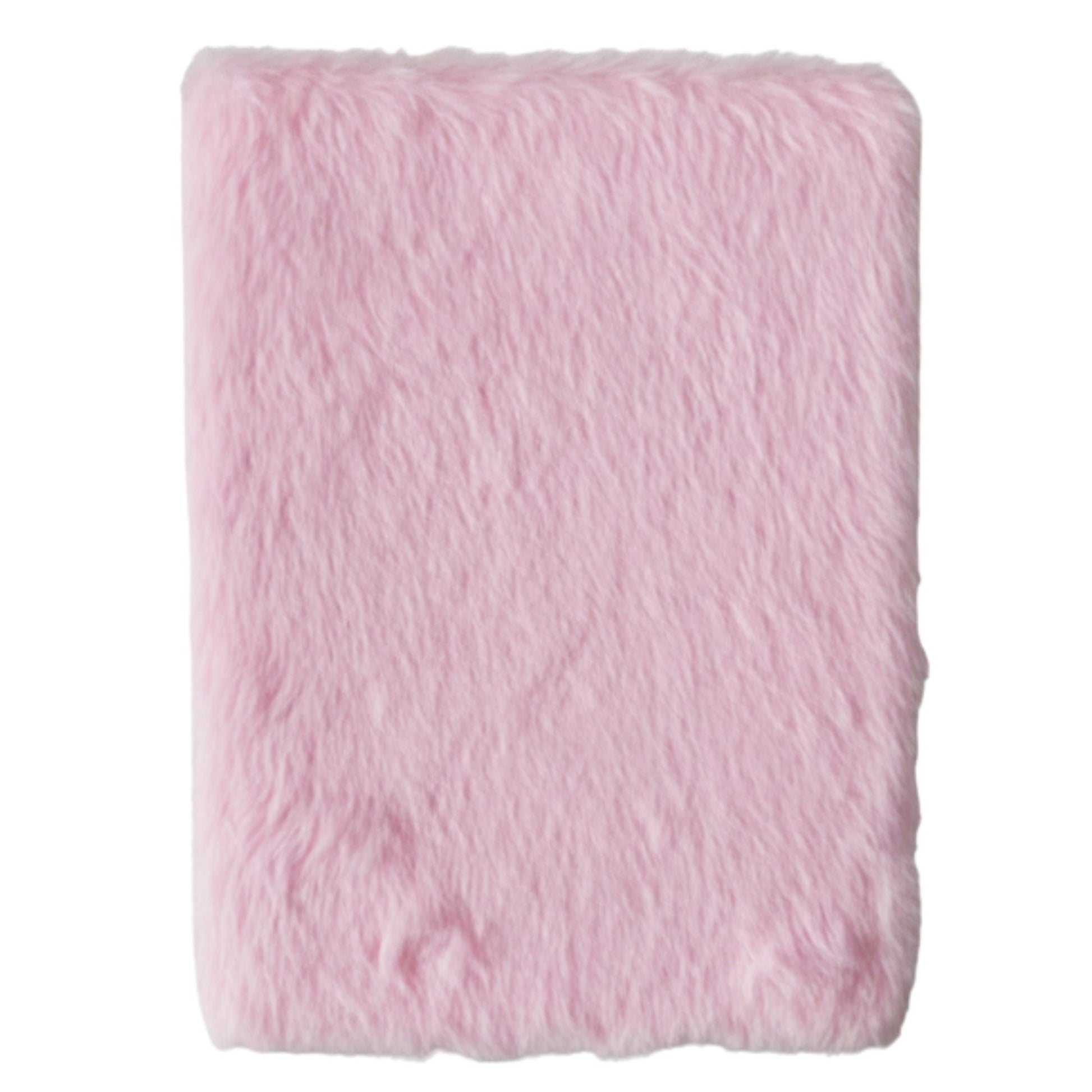 Fluffy pastel pink plush journal with silver “before I forget…” embroidery
