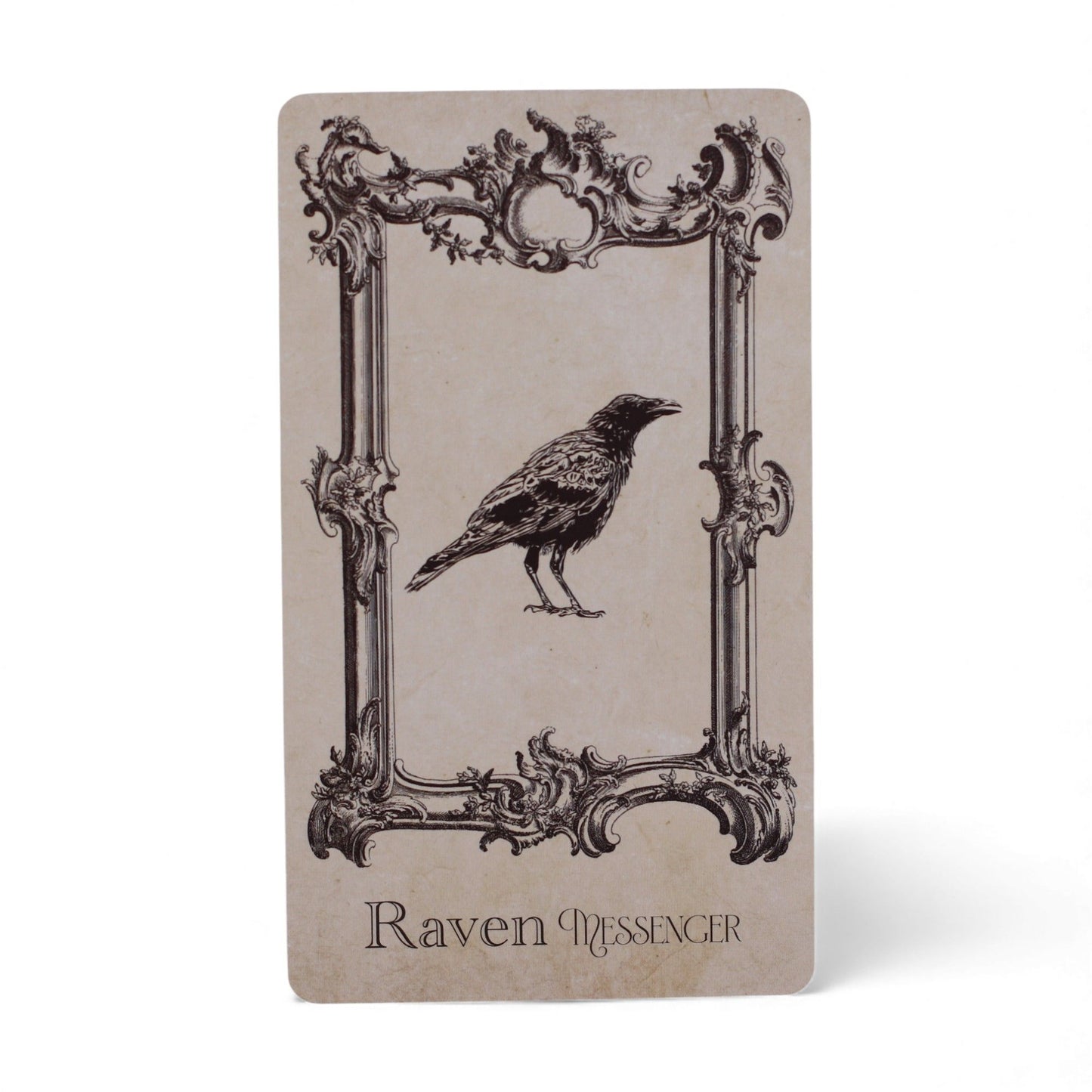 40-card Spellbook Oracle Deck fanned out showing monochrome sigils, creatures & artefacts, in illustrated compact box