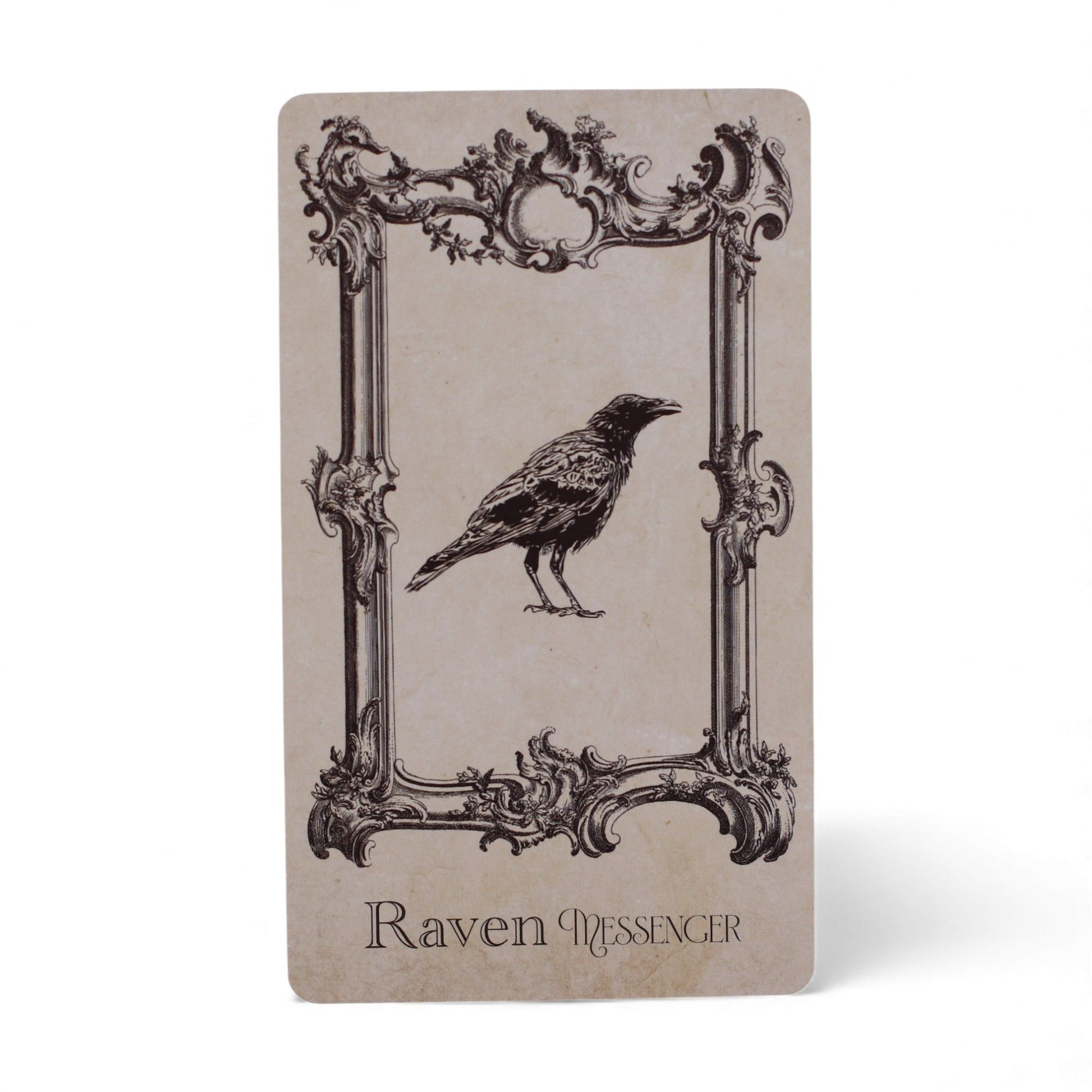 40-card Spellbook Oracle Deck fanned out showing monochrome sigils, creatures & artefacts, in illustrated compact box