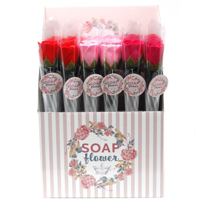 Packaged soap flowers with 'SOAP flower' 