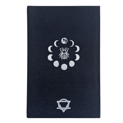 Black book with white symbols 