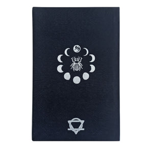 Black book with white symbols 
