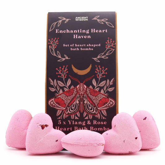 Enchanting Heart Haven Bath Heart Gift Set in elegant box with 5 pink heart-shaped bath bombs
