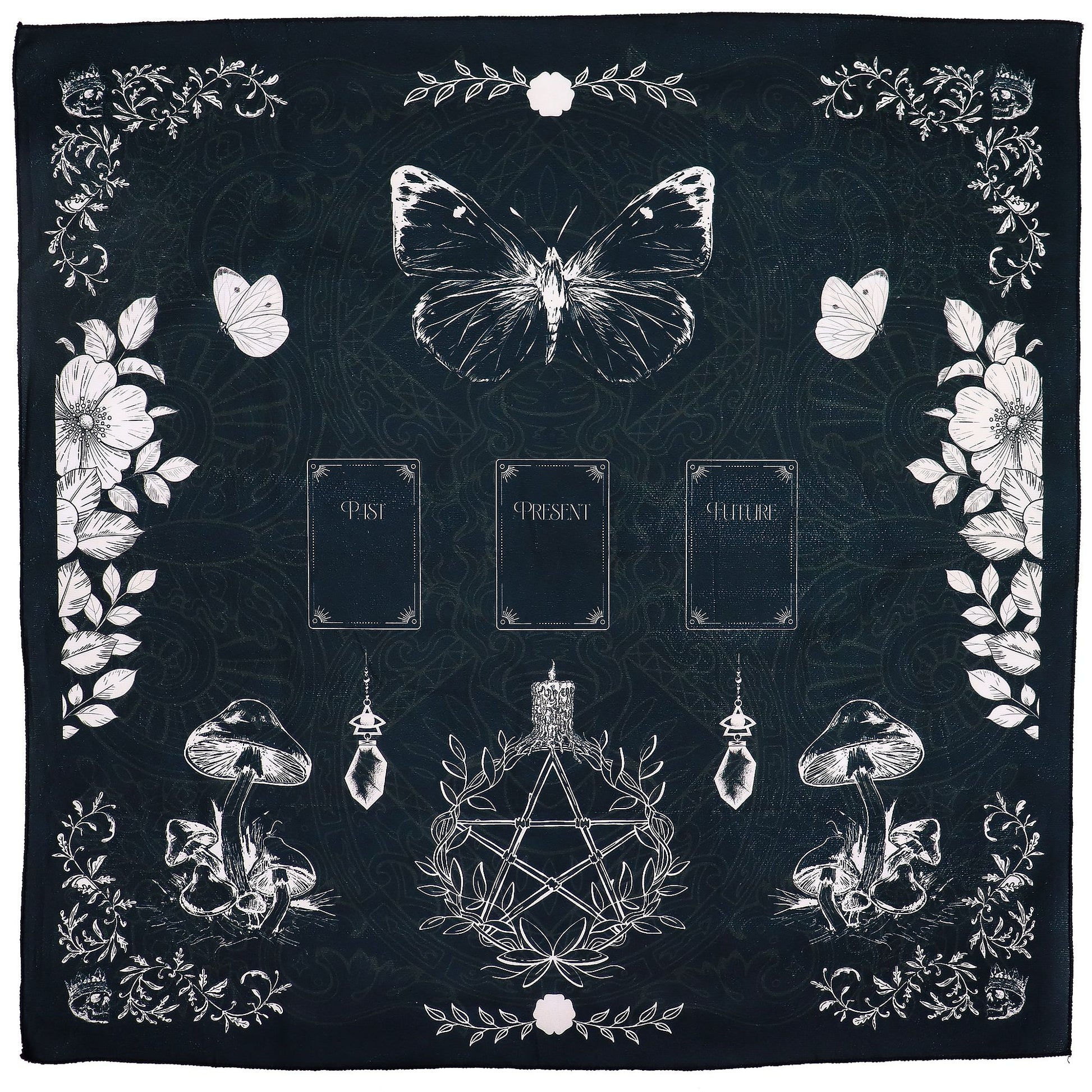 75×75cm Ancient Witch tarot cloth with detailed mystical sigils & symbols