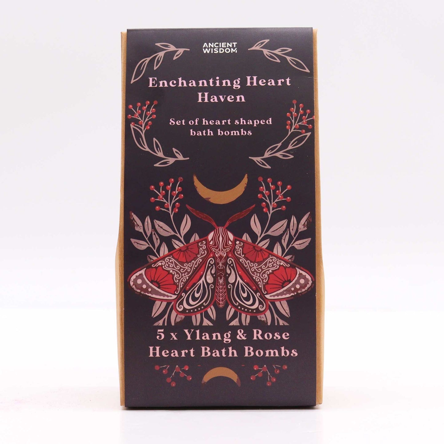 Enchanting Heart Haven Bath Heart Gift Set in elegant box with 5 pink heart-shaped bath bombs
