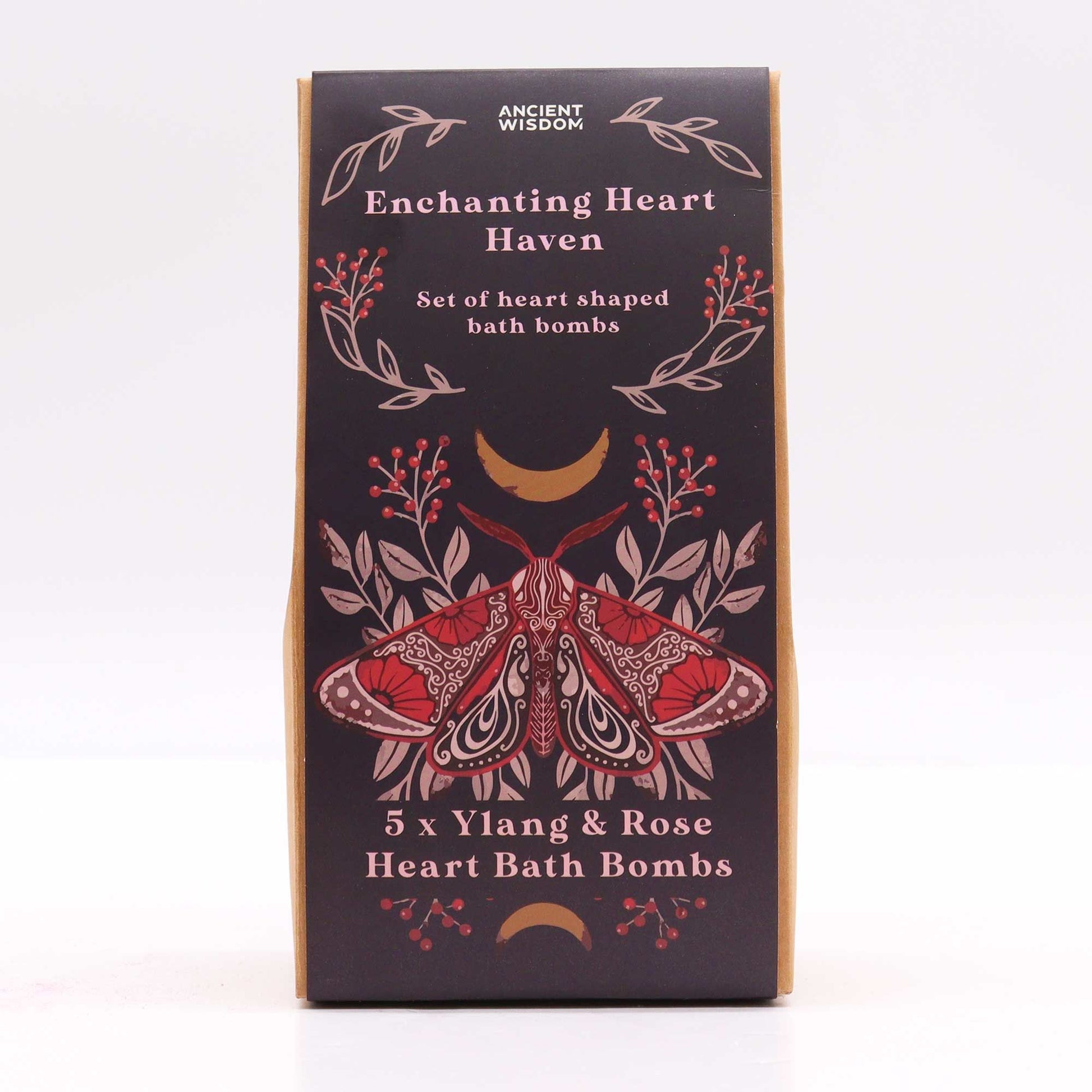 Enchanting Heart Haven Bath Heart Gift Set in elegant box with 5 pink heart-shaped bath bombs