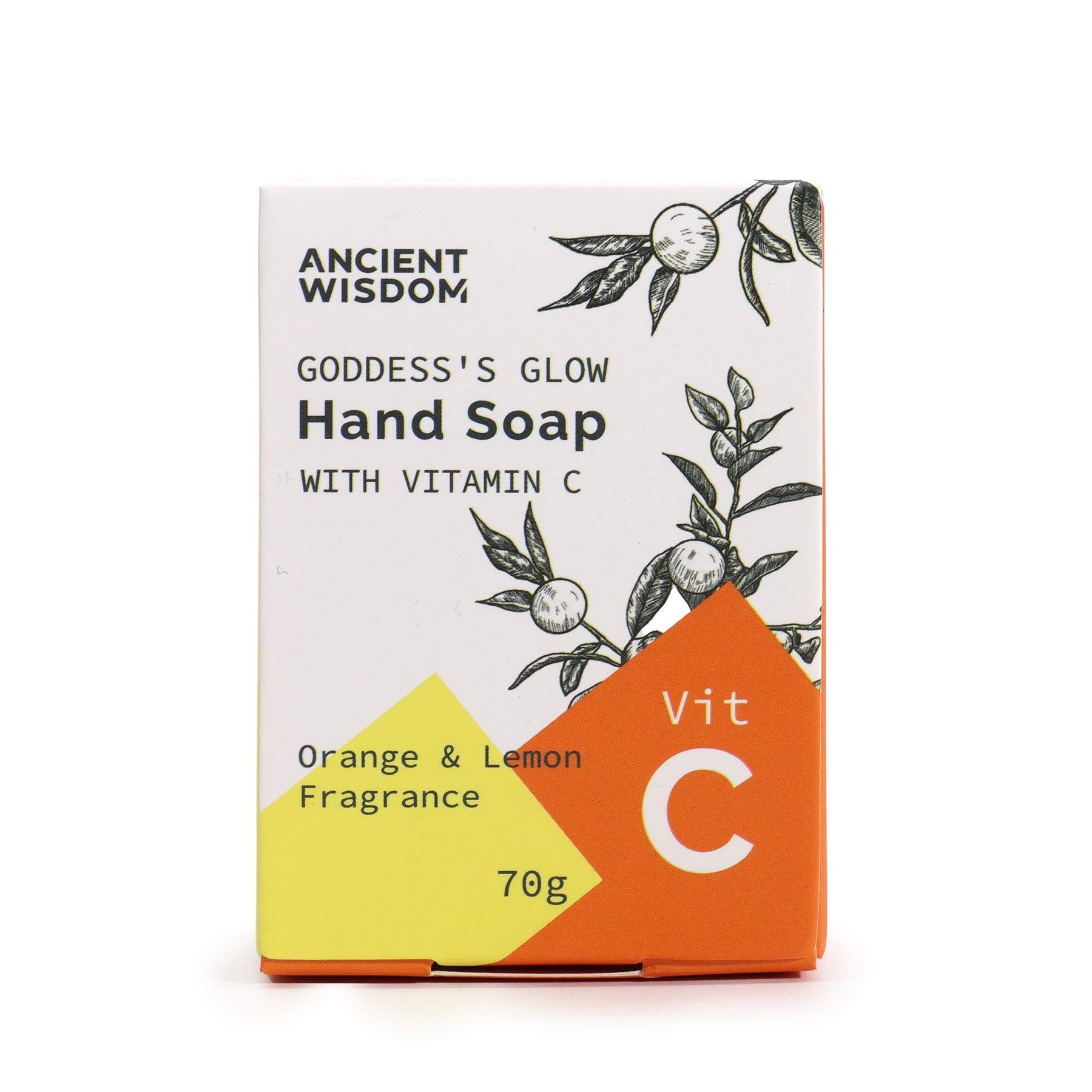 Hand soap packaging with 'Ancient Wisdom' branding on a white background