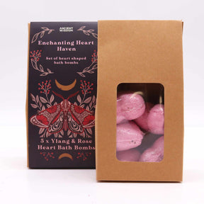 Enchanting Heart Haven Bath Heart Gift Set in elegant box with 5 pink heart-shaped bath bombs