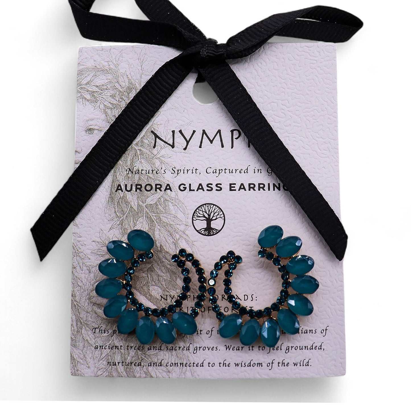 Teal green vintage glass circle loop earrings