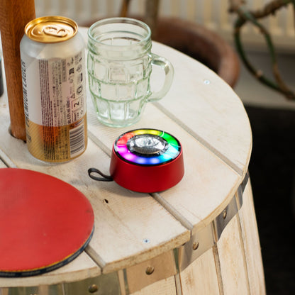 Bluetooth connection to phone with 10m range, mandala LED cycling through colourful patterns