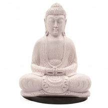Meditation Buddha Lamp with crackle textured surface on modern oval stand