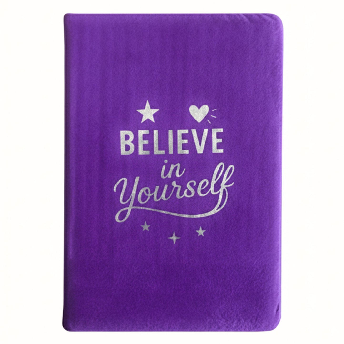 Purple blanket with 'Believe in Yourself' text