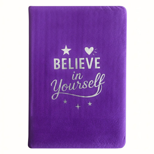 Purple blanket with 'Believe in Yourself' text