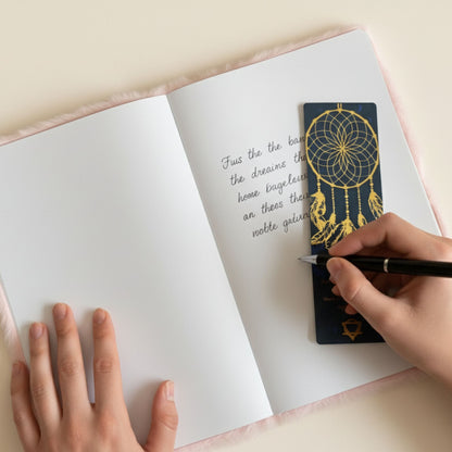 Pastel plush “Dream Decoder” journal with glowing silver all-seeing eye embroidery