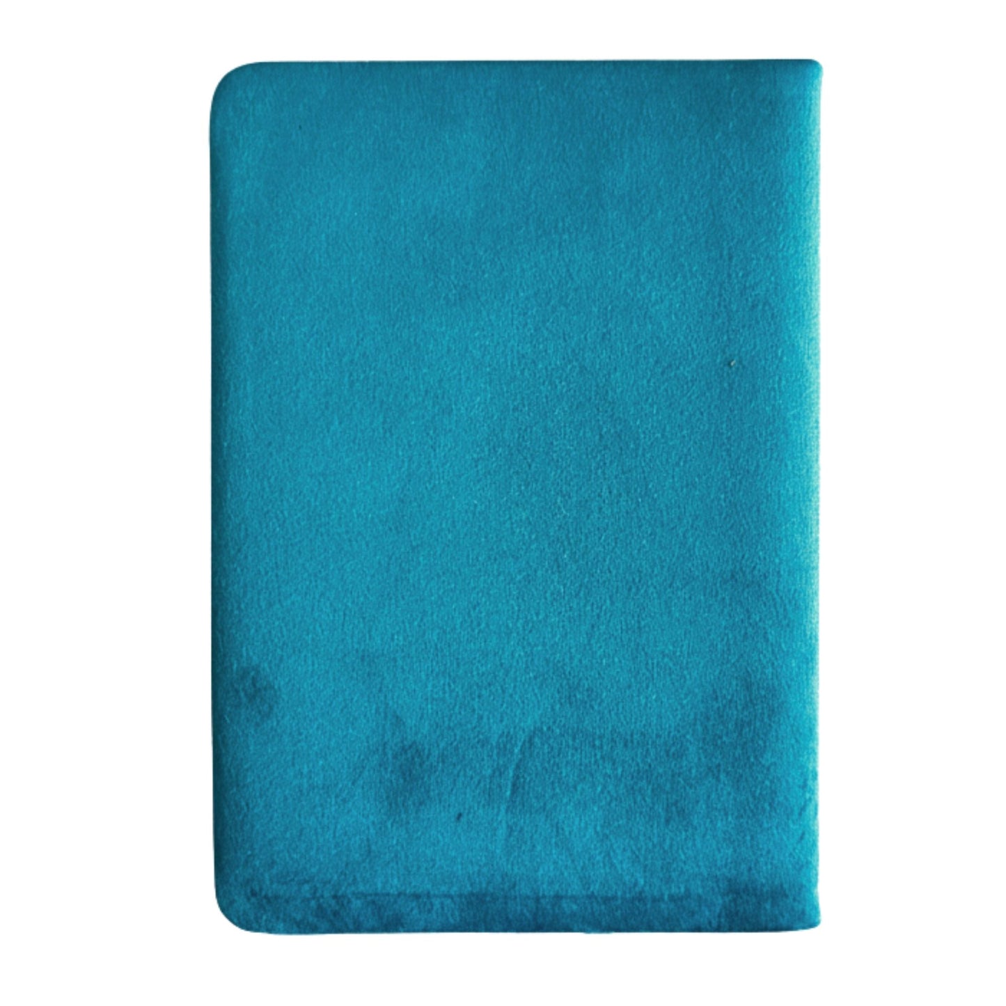 Plush light-blue velvet notebook with shimmering silver “Embrace The Journey” script