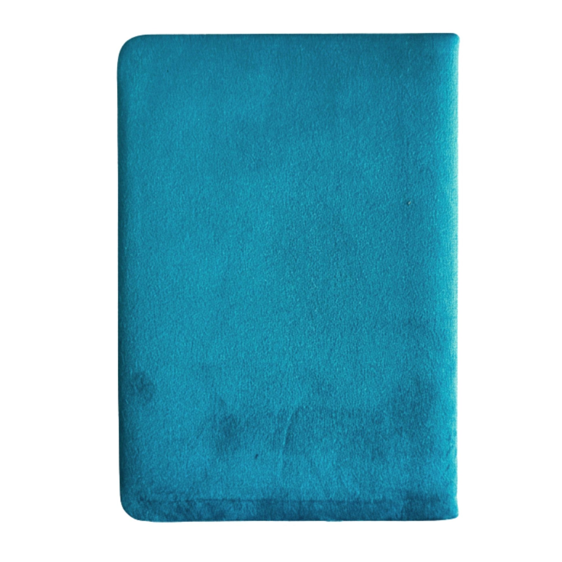 Plush light-blue velvet notebook with shimmering silver “Embrace The Journey” script