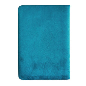 Plush light-blue velvet notebook with shimmering silver “Embrace The Journey” script