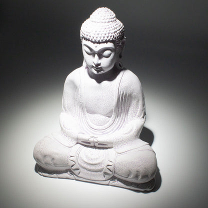 Meditation Buddha Lamp with crackle textured surface on modern oval stand
